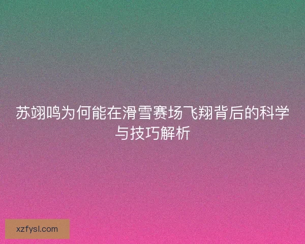 苏翊鸣为何能在滑雪赛场飞翔背后的科学与技巧解析